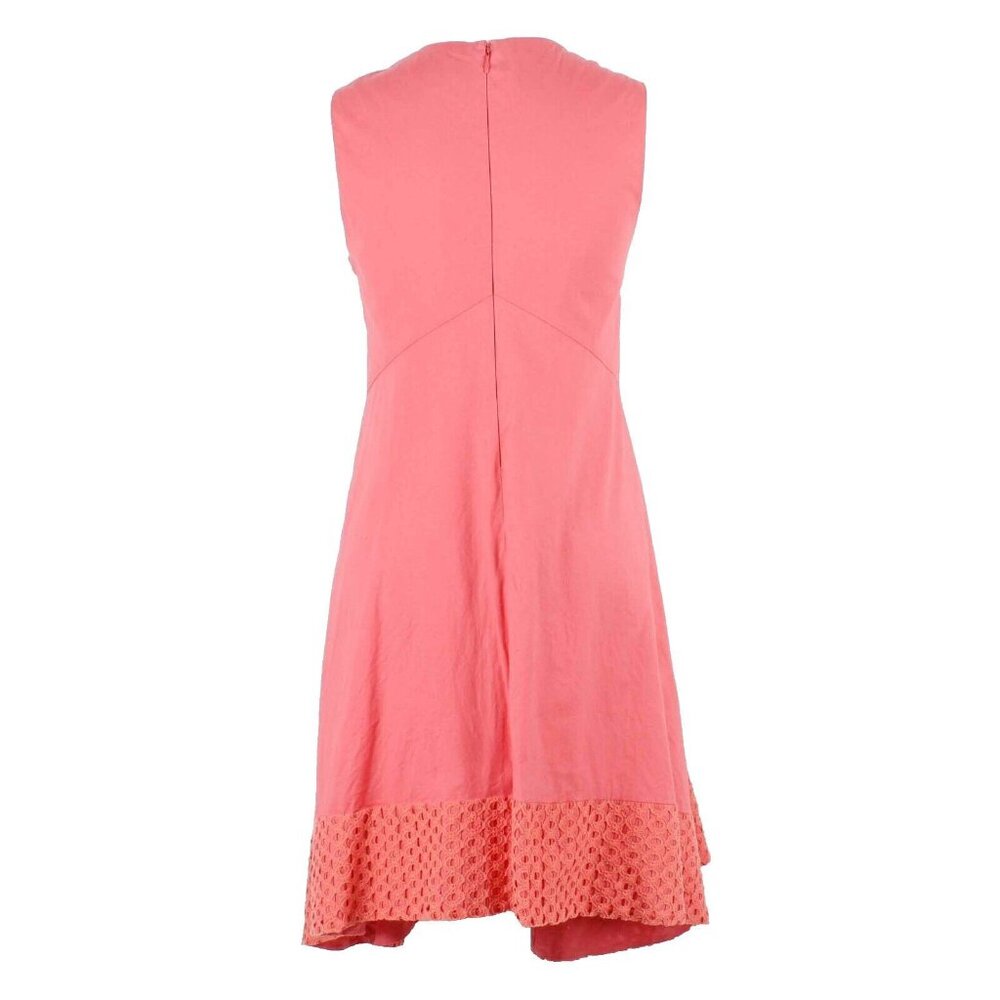 Nanette Lepore Sz 8 Coral Asymmetric Eyelet Hem Back Zip Lined Poly Blend Dress - Picture 2 of 6